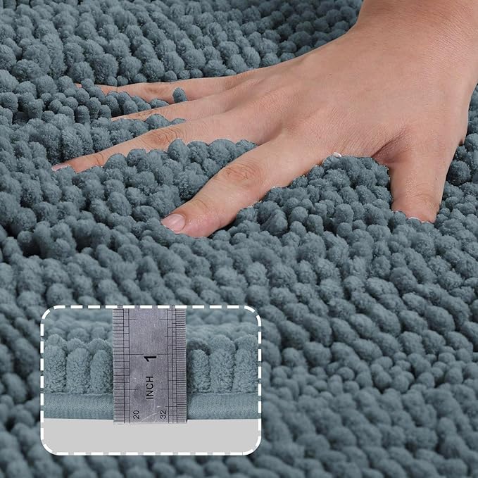 Turquoize Bathroom Rugs and Mats 1-Piece Bath Mat Set Non Slip Bath Mats for Tub Extra Soft and Absorbent Blue Shaggy Rugs for Bedroom Machine Washable Bath Mats, 17"x 24", Stone Blue