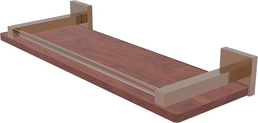 Allied Brass MT-1-16-GAL-IRW Montero Collection 16 Inch Solid IPE Ironwood Gallery Rail Wood Shelf, Brushed Bronze
