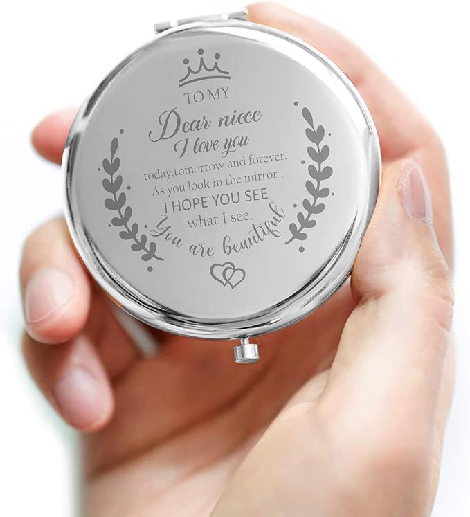 Soulpetals Niece Gifts Compact Mirror for Niece from Aunt to My Niece Makeup Mirror Birthday Gifts for Niece from Auntie Uncle Gifts for Niece Birthday Christmas