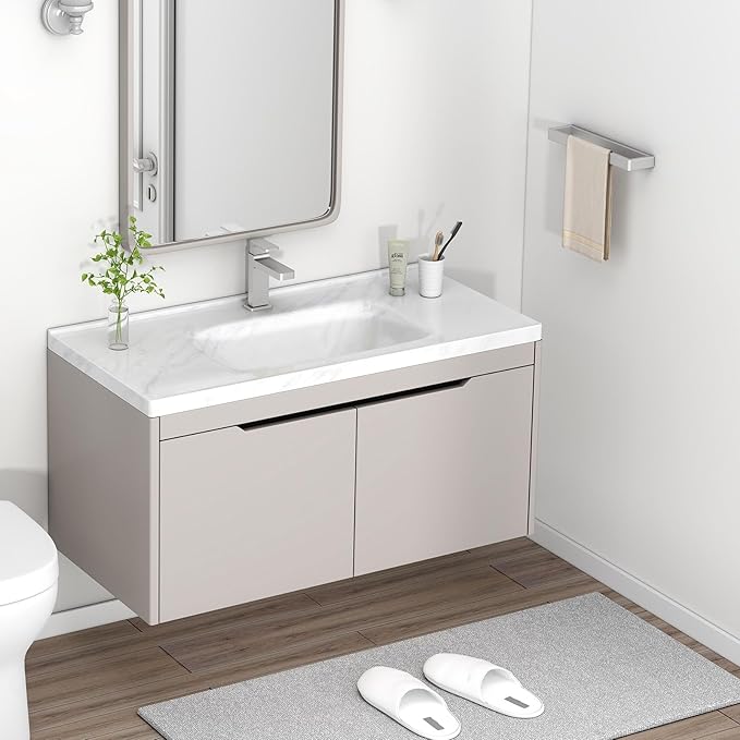 Angle Simple Hand Towel Holder, Wall Mount SUS 304 Stainless Steel Towel Bar Hanger Rack for Bathroom 11.73", Brushed Nickel