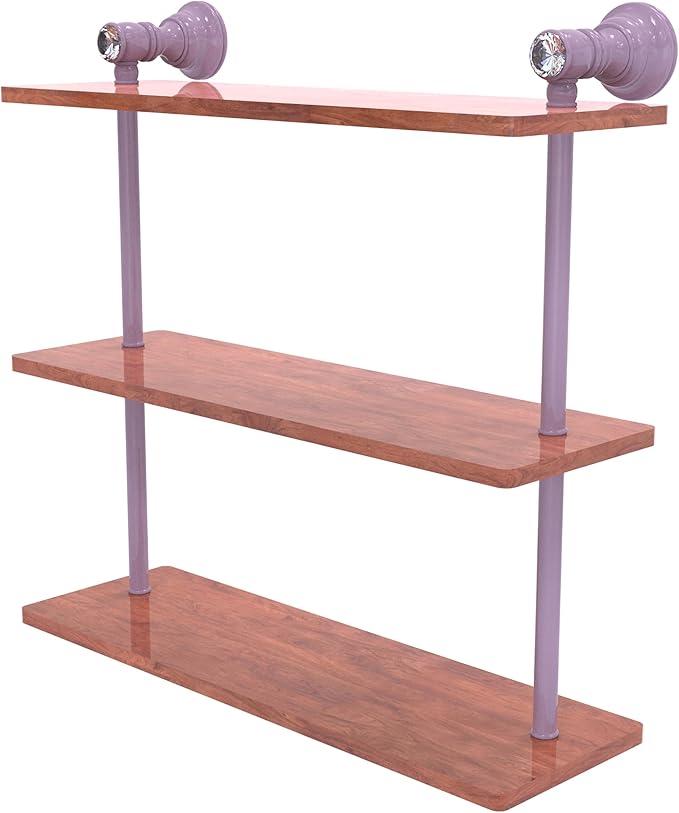 Allied Brass CC-5-16-IRW-LVN Carolina Crystal Collection 16 Inch Triple Wood Shelf, Lavender