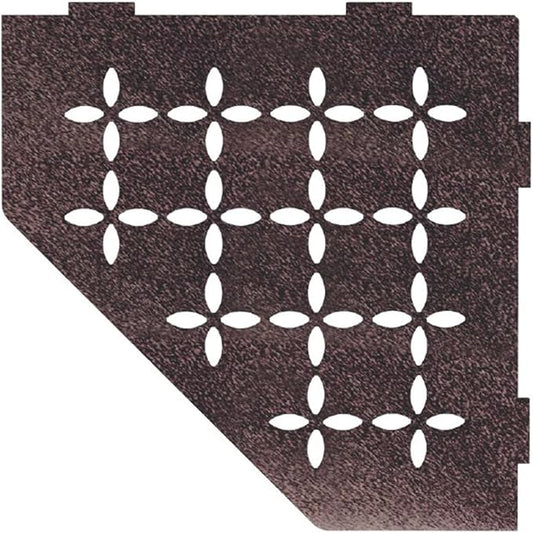 Schluter Pentagonal Corner Shelf for Tiled Walls - Floral Design, Aluminum Material, Bronze Finish, 3/32" Thick Anchoring Tabs - SES2D5TSOB