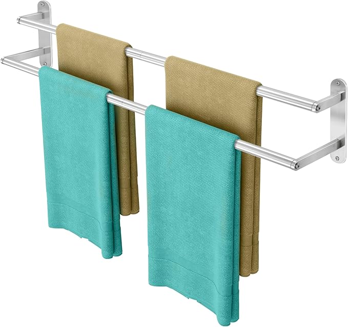 Double Towel Bar 32 Inch, Towel Rack for Bathroom, Wall Mount Bathroom Towel Holder, Stainless Steel Bathroom Towel Rack, Double Towel Hanger Towel Rod(Brushed Nickel)