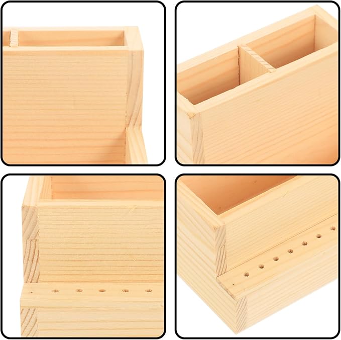 Nail Drill Bits Holder Wooden 10 Holes Manicure Bit Display Stand Nail Art Polishing Grinding Drill Bit Organizer for Makeup Organizer Drill Bit Log Small Pencil Holder Office