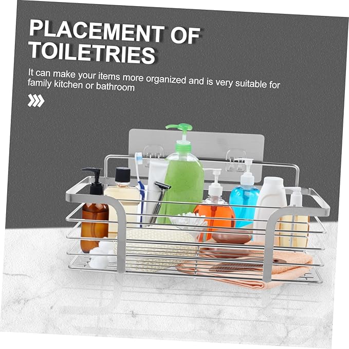 Unomor Stainless Steel Storage Mounted Bathroom Shelf Organizer Shampoo Holder Floating Shelves for Bathroom Decorations
