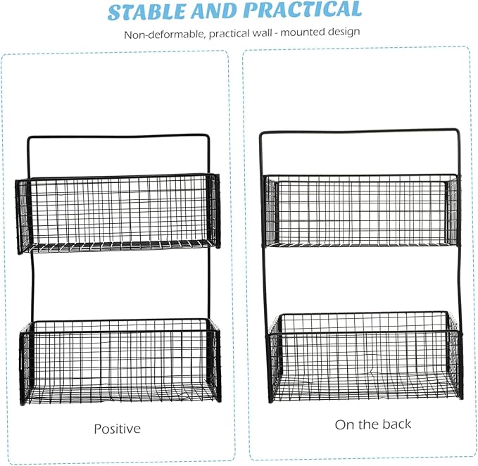 Wall-Mounted Dual Layer Storage Shelf for Bathroom Kitchen More Multi-Function Toilet Storage Rack Easy to Install Stylish Iron Design