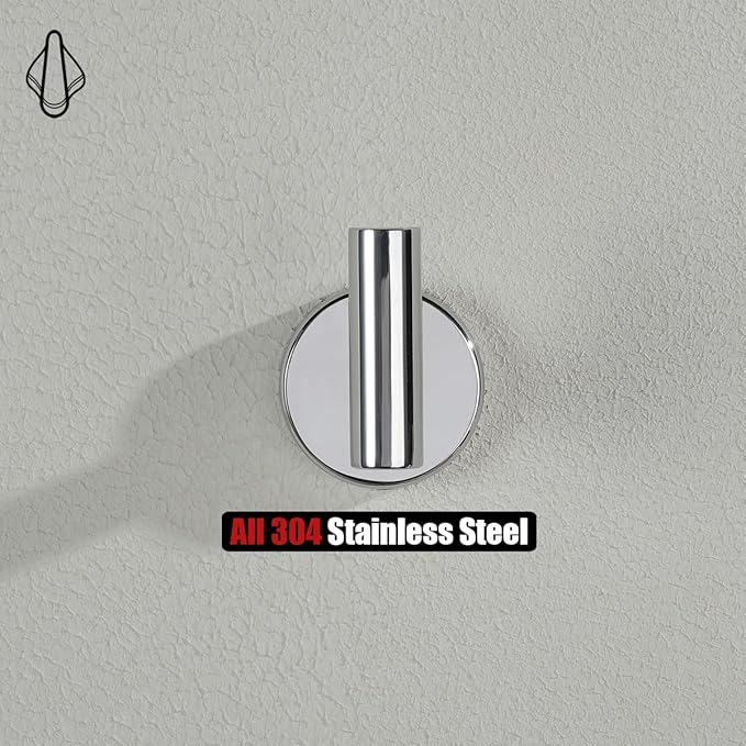JQK Bathroom Hardware Towel Bar Set, 5-Piece Bath Accessories Set Polished Chrome Wall Mount Includes 24 in Towel Bar, 9 in HT Bar, TP Holder, Towel Hook x 2, BAS105-CH
