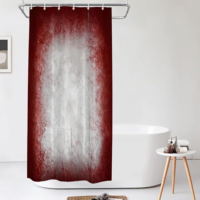 Shrahala Grey Abstract Tie Dye Decorative Shower Curtain, Dark Red Modern Abstract Art Maroon Bathroom Decor Polyester Fiber Waterproof with Plastic Rings for Shower Stall Bathtubs 72 x 36 in