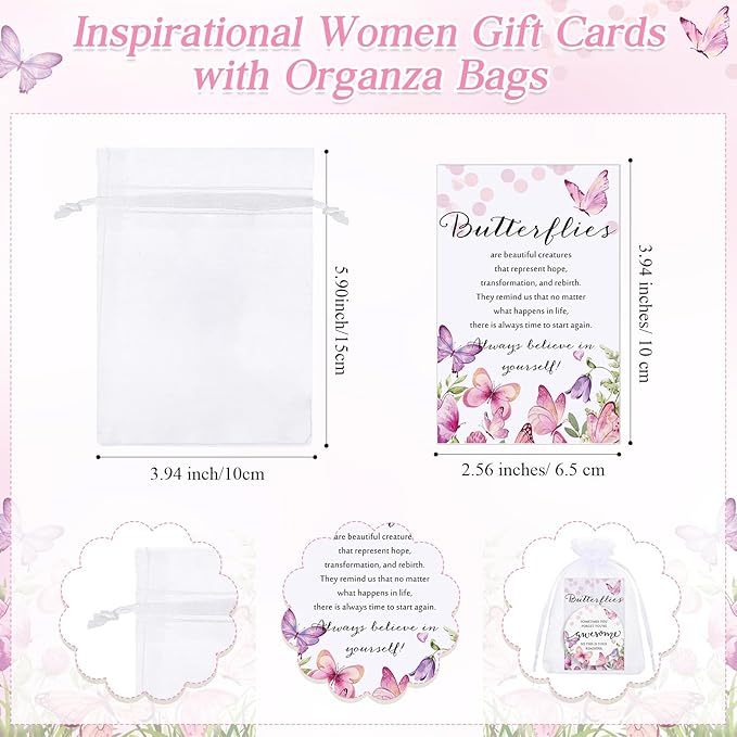 25 Set Mother's Day Inspirational Compact Mirror Religious Bulk Gift for Women Christian Mini Makeup Pocket Mirror Administrative Professional Gift with Card for Volunteer Employee Teacher (Butterfly)