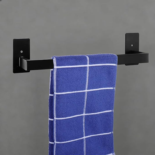 Bathroom Towel Bar Self Adhesive, No Drilling Towel Rack Easy to Install,Hand Towel Holder Made of Premium Stainless Steel Sticky on Hand Towel Hanger for Kitchen, Toilet(12IN, Black)