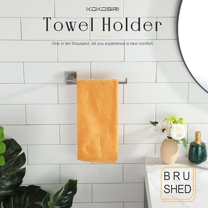 KOKOSIRI Towel Bar Brushed Nickel Hand Towel Holder for Bathroom Accessories Organization and Storage Heavy Duty Stainless Steel, Wall Mounted B3006BR