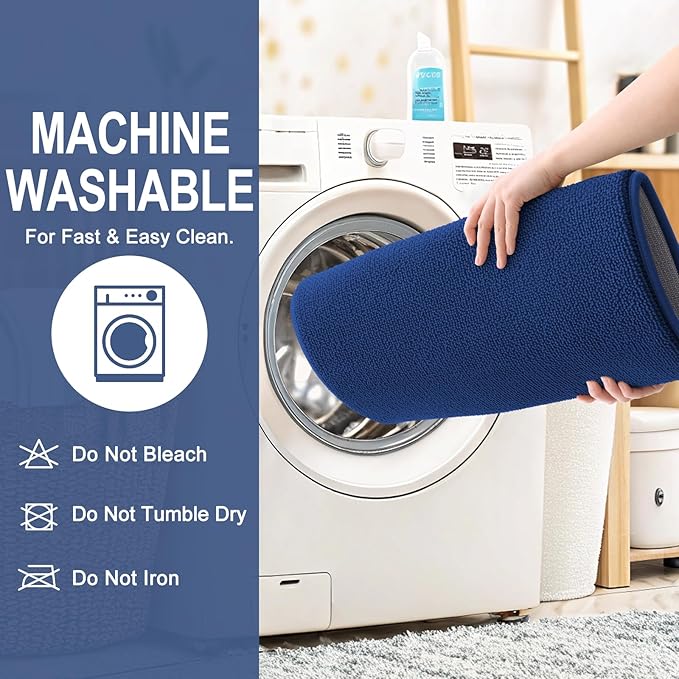 OLANLY Thick Memory Foam Bath Mat Rug 44x32, Extra Soft Absorbent Bathroom Rug, Quick Dry Bath Mats, Non-Slip, Machine Washable Carpet for Bathroom, Tub and Shower, Home Decor Accessories, Navy