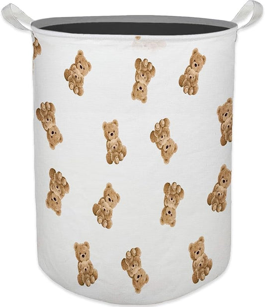 Cute Bear Kids Laundry Basket, Toybox for Boys Girls Room, Cute Laundry Basket Hamper Waterproof Collapsible Clothes Toys Storage Bin Organizer for Bedroom Bathroom Kids Room Dorm