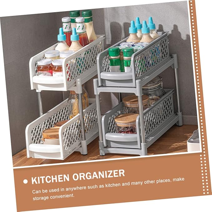 COLLBATH Convenient Dual Seasoning Rack for Kitchen Professional Bathroom Shelf Stable Design for Easy Organization and Storage for Makeup and Kitchen Supplies