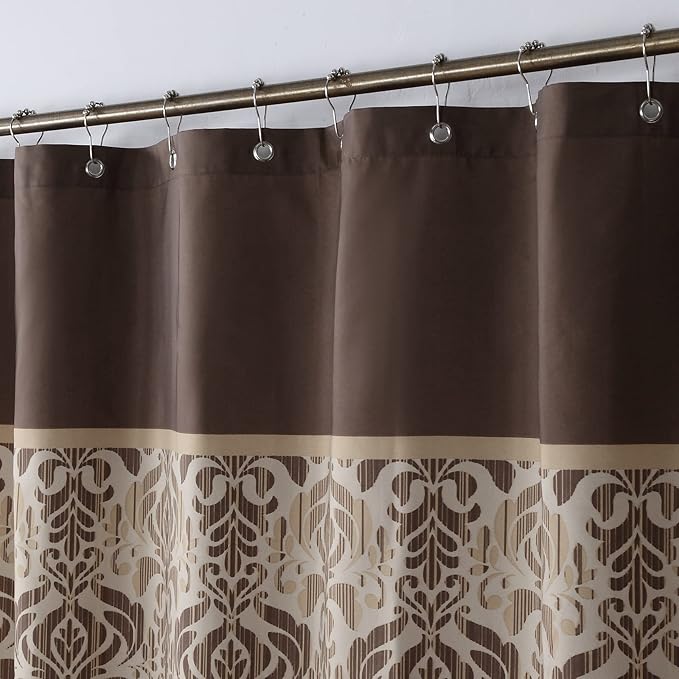 Sterling Country Fabric Rustic Bronze Waterproof Damask Printed Chocolate Polyester Vintage Brown Farmhouse Cloth Bath Stall Shower Curtain for Bathroom,Small 62" W x 72" H