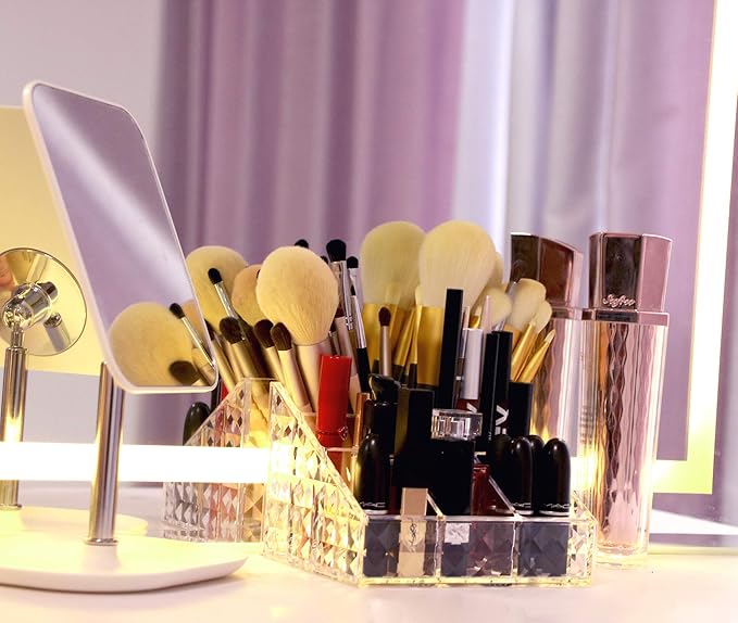 Clear Makeup Organizer for Brushes,Nail Polishes,Perfumes,Lipsticks,Office Supplies,Cosmetic Display Storage Vanity Case for Countertop,Dresser,Bathroom,Bedroom,Office,1025