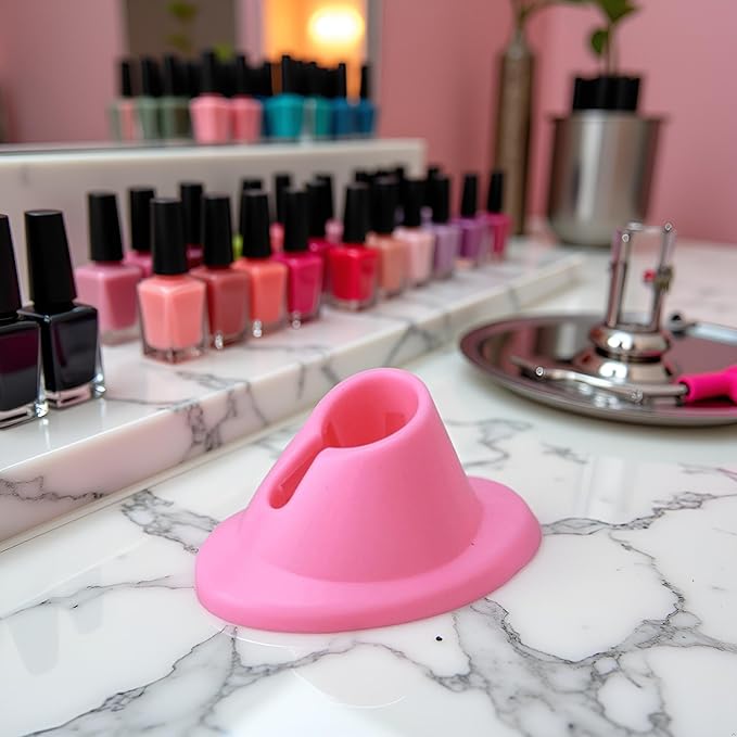 Pink Nail Polish Bottle Holder Soft Rubber Nail Polish Bottle Holder Anti-Spill Nail Polish Stand Display Manicure Tools Nail Art Polish