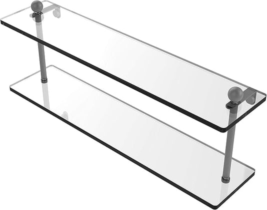 Allied Brass PR-2/22 22 Inch Two Tiered Glass Shelf, Matte Gray