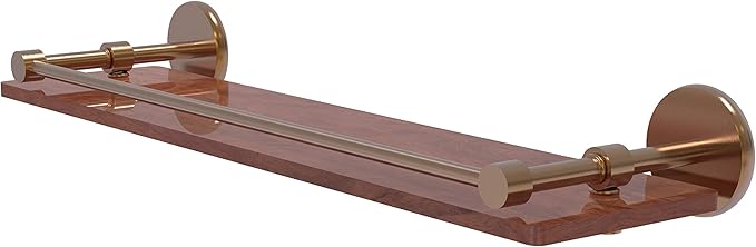 Allied Brass P1000-1-22-GAL-IRW Prestige Skyline Collection 22 Inch Solid IPE Ironwood Gallery Rail Wood Shelf, Brushed Bronze