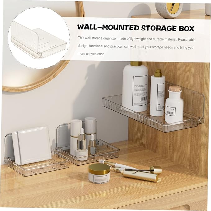 PRETYZOOM 2pcs Wall Storage Organizer No Drill Floating Shelf for Bathroom Kitchen and Bedroom Plastic Wall-Mounted Makeup and Utility Storage