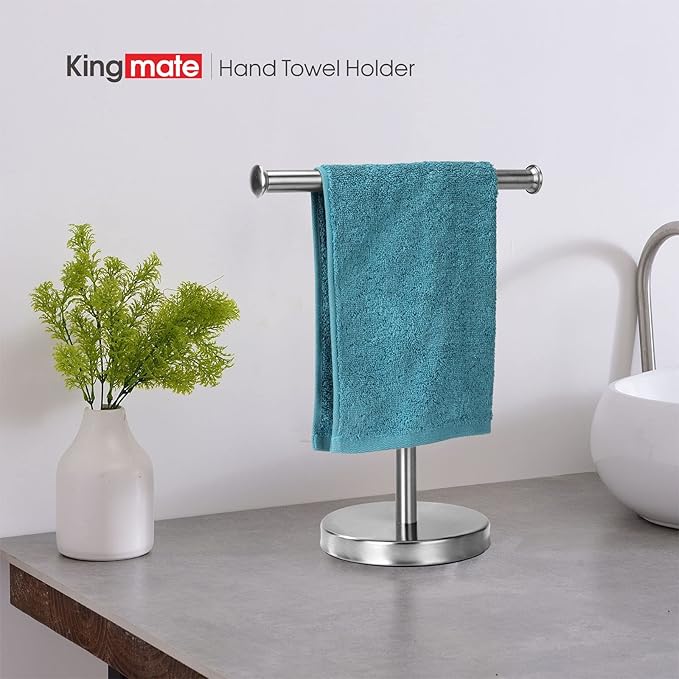 Hand Towel Holder Stand, Towel Rack with Stainless Steel Base, Rust-Proof Jewelry Stand (Brushed Nickel)