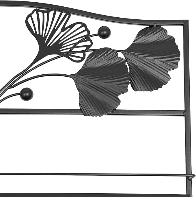 3PCS Metal Nail Polish Racks, Nail Polish Wall Organizer 4 Tiers Leafage Shape Display Rack Wall Mounted Display Case for Home Spa Nail Salon Shop-Black