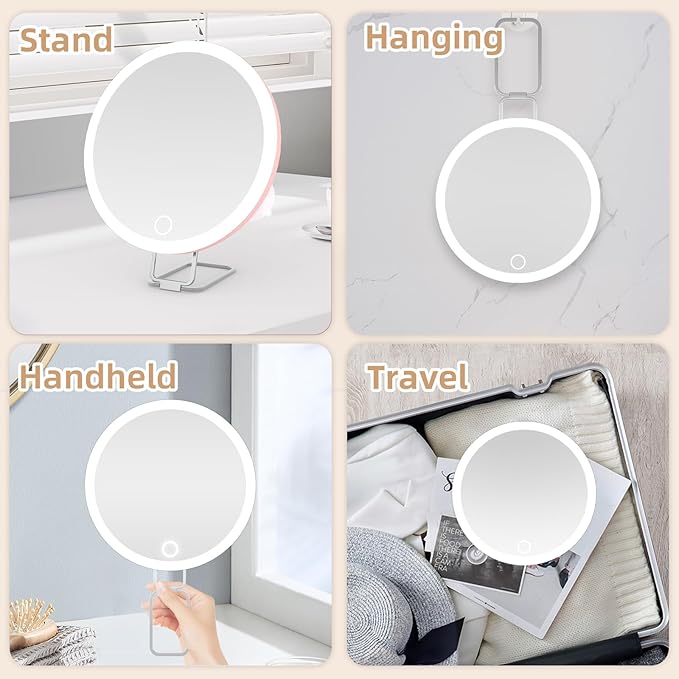 10X Magnifying Mirror with Lights, 6inch Makeup Magnified Mirror 10x Lighted Travel Magnification with 3 Suction Cups and 360° Adjustable Stand - Includes Tweezers & Scissors