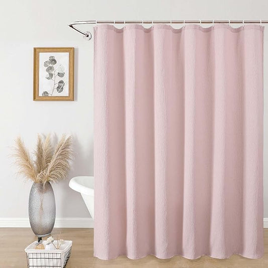 Aiyufeng 3D Textured Pink Shower Curtain for Bathroom, Fabric Shower Curtain Soft Cloth & Hotel Spa Quality, Luxury Boho Bathroom Curtains, Machine Washable, Pink, 72x72 Inches