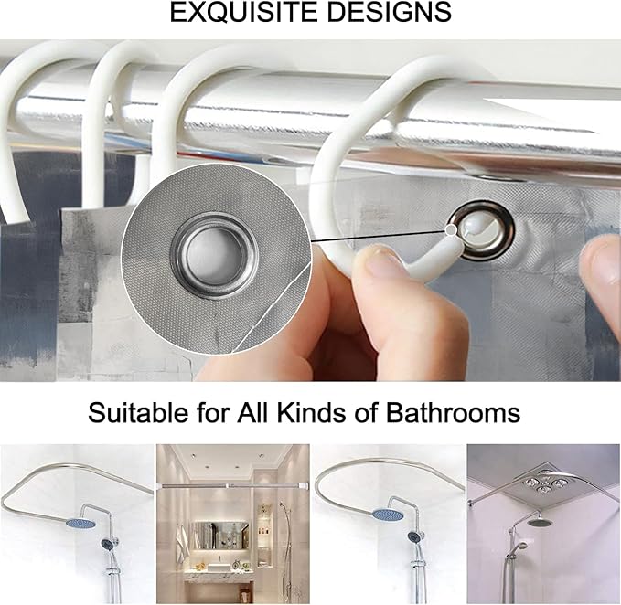 Lnond 4Pcs Bathroom Shower Curtain Sets with Rugs,Blue Grey Abstract Bathroom Sets with Shower Curtain and Rugs and Accessories