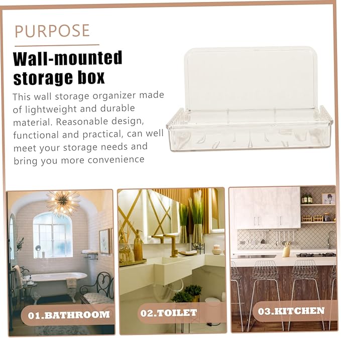 PRETYZOOM 3pcs Wall Mount Organizer Cosmetic Storage Shelf Easy to Install Floating Shelves for Bathroom Kitchen and Bedroom Use Plastic Design No Tools Required