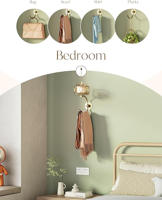 Hand Towel Holder for Bathroom Wall, Towel Hook with Candle Holder for Bathroom Decor, Wall Mounted Towel Hook with Cut Candle Holder, Vintage Towel Ring Towel Racks for Bathroom Decor and Accessories