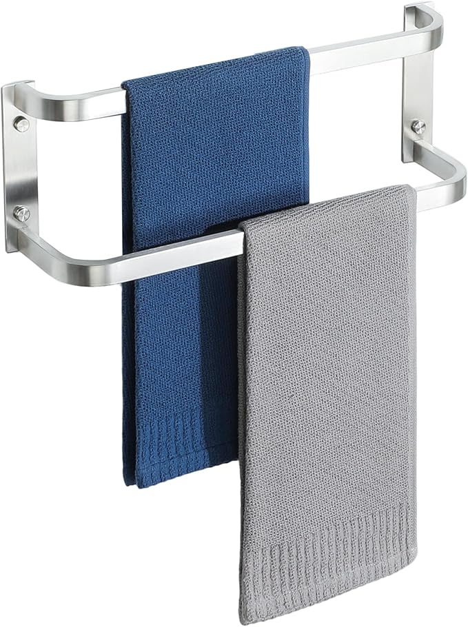 Towel Racks for Bathroom 16.2 Inch, SUS304 Stainless Steel Rustproof Double Towel Bars Wall Mount, Heavy Duty Towel Holder for Bathroom Laundry Room Hotel Modern Home Decor