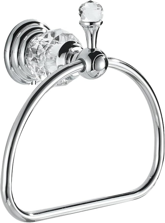 Crystal Towel Ring,Chrome Hand Towel Holder Bathroom,Silver Hand Towel Ring Round Towel Holder Wall Mounted Bathroom Accessories