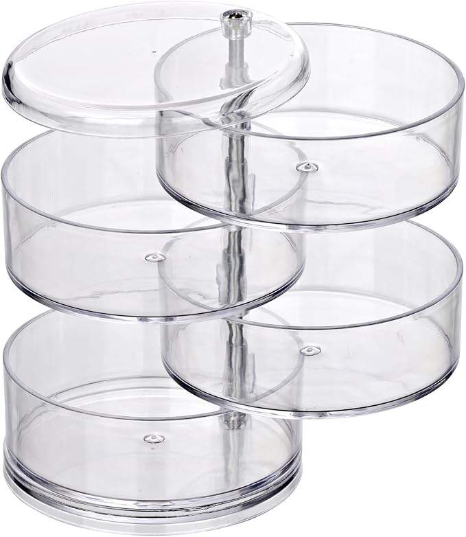 WENKO 20990100 Cosmetic organizer Tower Transparent - 4 compartments, Acrylic, 11.5 x 17.5 x 11.5 cm, Transparent