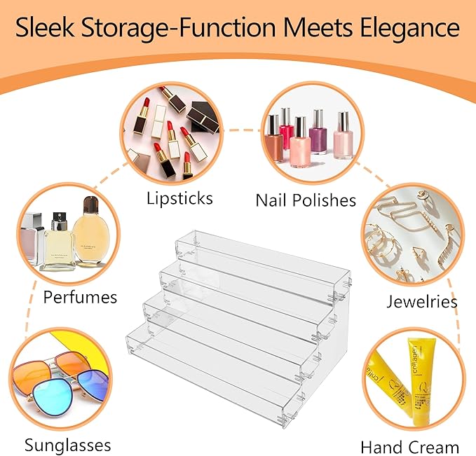 Go yeah Nail Polish Organizer Display Rack Storage Rack,Acrylic Sunglasses Organizer,Clear Essential Oil Stand Holder (4 Tier)