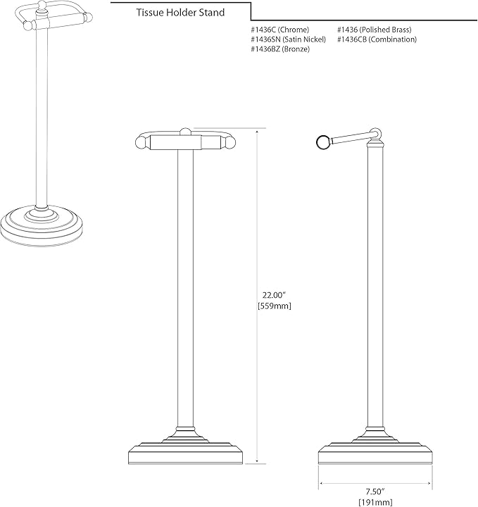 Gatco 1436BZ Toilet Paper Holder Stand, Bronze Finish, Freestanding Bathroom Floor Stand, Weighted Base