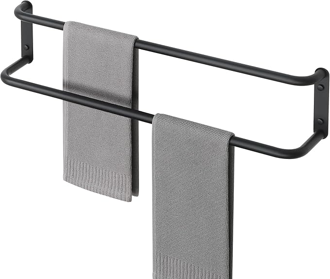 Alise Double Towel Bar,28 Inch Towel Racks for Bathroom, SUS304 Stainless Steel Towel Bar for Bathroom Wall,Quick Drying Bathroom Towel Holder Bath Towel Hanger,Matte Black