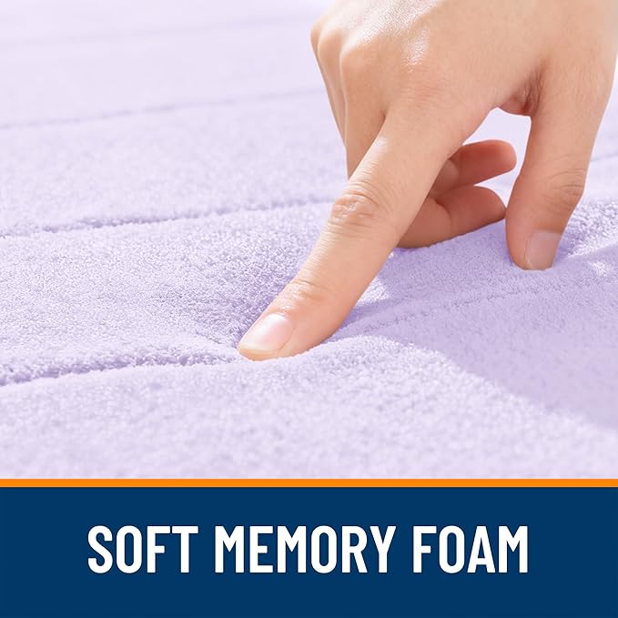 OLANLY Memory Foam Toilet Rugs U Shaped 24x20, Super Soft Absorbent Contour Bath Rugs, Quick Dry, Machine Washable Toilet Mat, Bathmat Floor Carpet, Bathroom Home Decor Accessories, Lavender