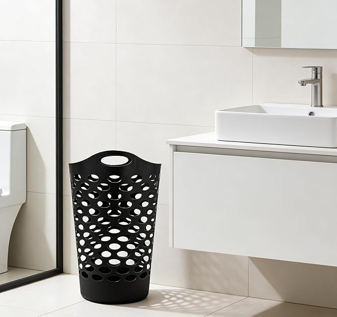 (2 pcs) 2-Bushel Flexible Laundry Baskets, High-Plastic Clothes Baskets, Laundry Hamper, Suitable For Bedroom And Storage, Black