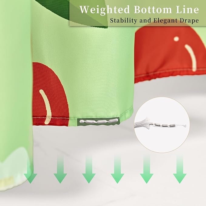 Anybar Fabric Shower Curtain Cute Floral Cherry Curtains Waterproof Soft Polyester Bathroom Curtain- Decor Washable Privacy Cloth Small Stall Shower Curtain for Bathroom Hotel (36x72inch) Green