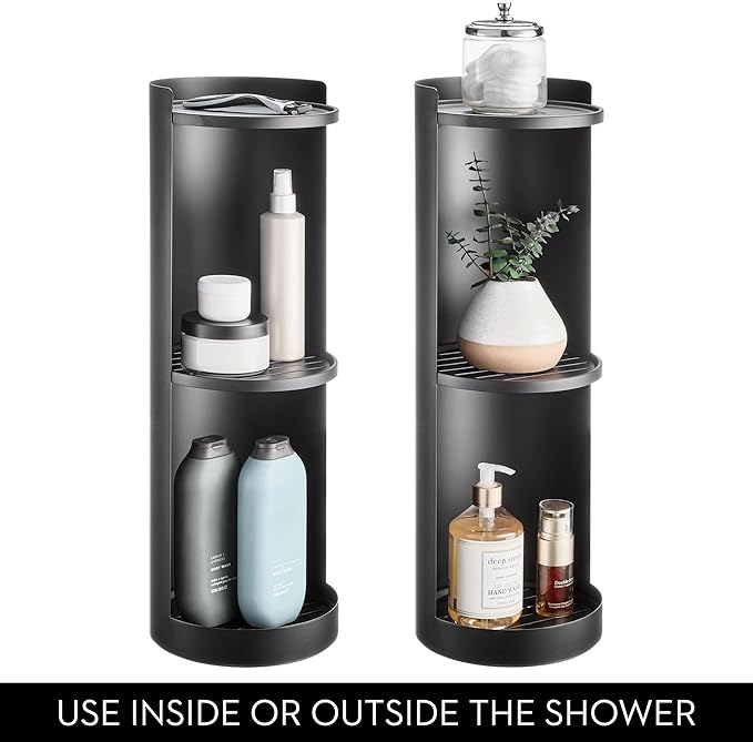 iDesign Freestanding 3-Tier Rotating Bathroom Organizer - Matte Black