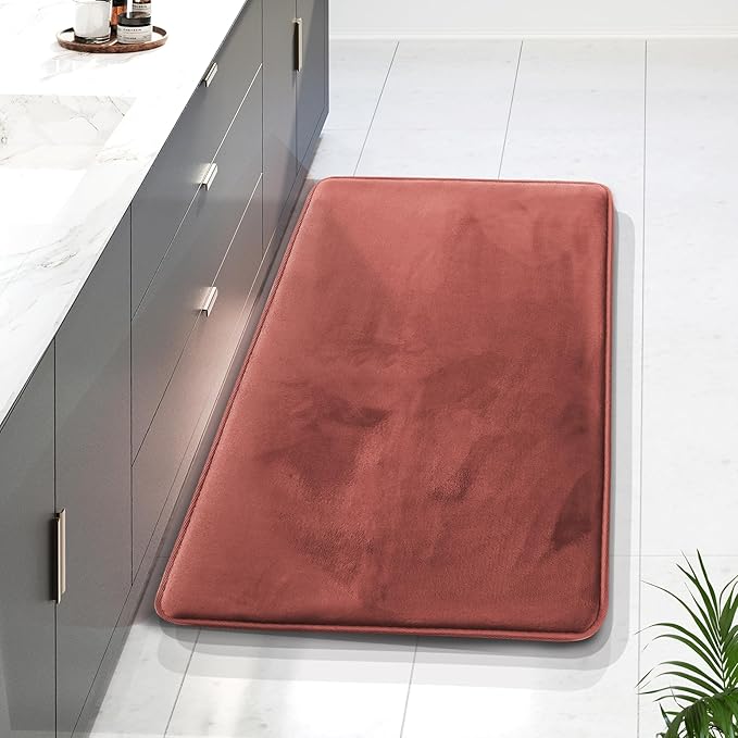 Clara Clark Bathroom Rugs, Velvet Memory Foam Bath Mat, Non-Slip Bath Rugs, Machine Wash, Dries Quickly, Ultra Soft Plush Bath Mats for Bathroom,