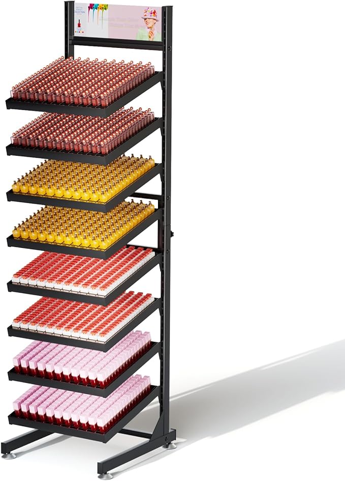 Nail Polish Rack - 8 Tier Tilting Nail Polish Bottle Metal Shelf, Extra Large Capacity for Essential Oil Storage Suitable for Nail Salon eauty salonRetail Store