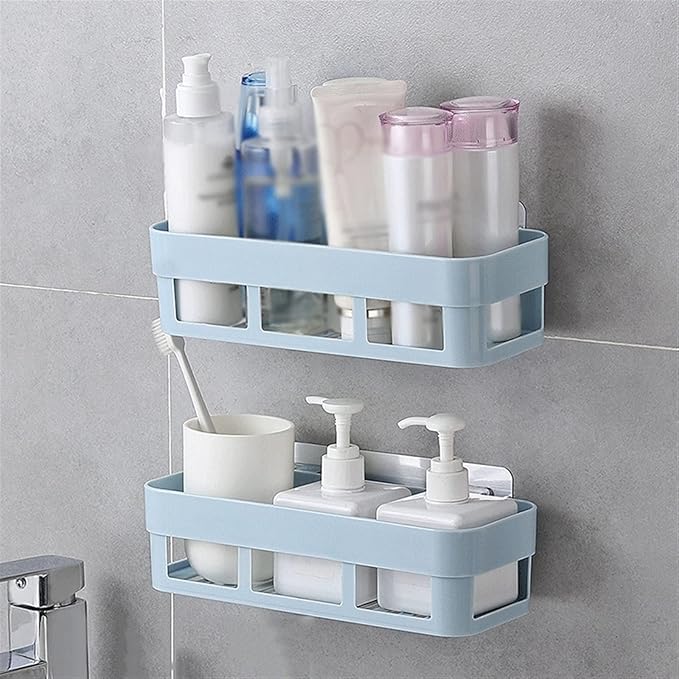 Floating Shelves for Wall 2 Shelves Toilet Simple Plastic Storage Rack Toilet Washstand Wall Mounted Storage Rack Non Perforated Storage Rack Shelf Organizer Rack(C)