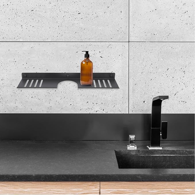 Luxshiny The Sink Organizer Bathroom Shelf 50cm U-Shaped Gunmetal No Drill Wall-Mounted Storage Rack for Bathroom and Kitchen Sink