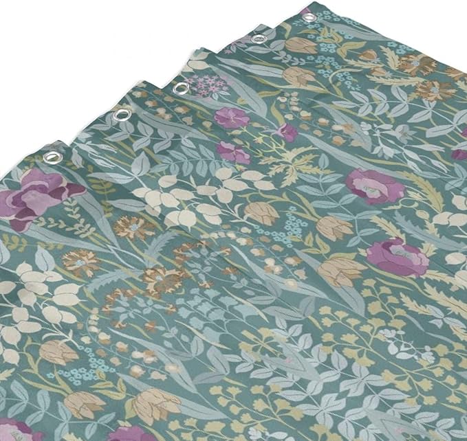 Vintage Botanical Shower Curtain William Morris Designs Green Jungle Fruit Print Shower Curtain Set Polyester Interior Waterproof Shower Curtain with 12 Hooks 66x72 Inches(168x183cm)