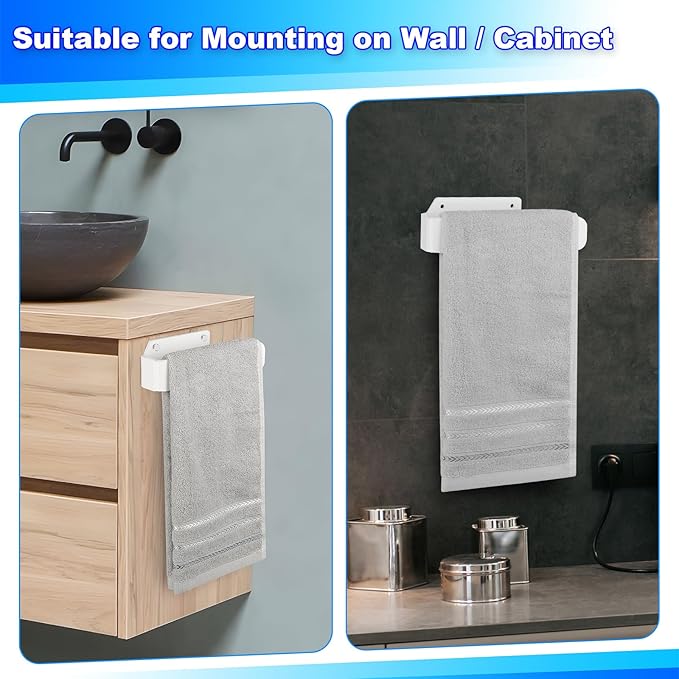 Cosmos Acrylic Hand Towel Holder Hand Towel Ring Self Adhesive and Wall Mounted Modern Hand Towel Bar Towel Hanger for Bathroom Kitchen Lavatory (Solid White)