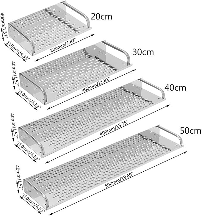 HASMI Bathroom Shelf Stainless Steel Kitchen Bathroom Shelf Wall-Mounted Storage Rack Single Layer Suitable for Kitchen Bathroom Floating Shelves (Color : 30cm)