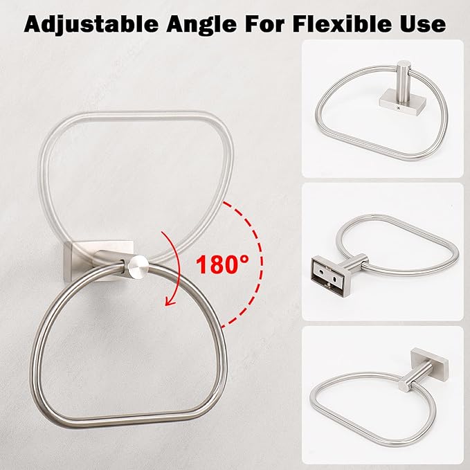 Livabber Towel Ring for Bathroom, 304 Stainless Steel Hand Towel Holder, Heavy Duty Towel Hanger for Bath, Kitchen, Hotel (2.3″ Screw-Mounted Base, Brushed Nickel)