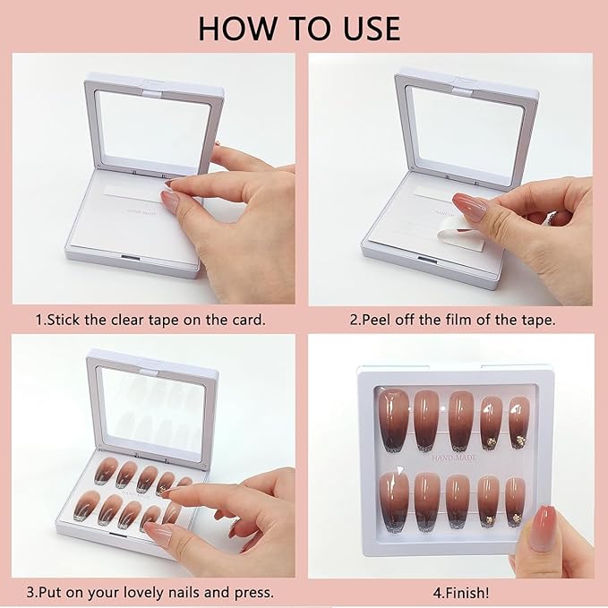 Press On Nail Packaging Boxes - 3D Floating Storage and Display Box With 60pcs Double Sided Adhesive Tape for Nail Tech